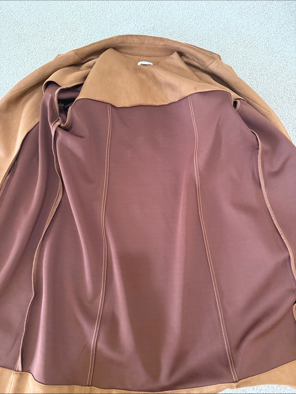 J. Jill Wearever Women’s Faux Suede in Hickory Bark Brown Duster Long Coat XL - Picture 7 of 9